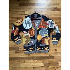 BEREK VTG 1992 Hand Knit Coins Money World Sweater By Marta D- Size Large
